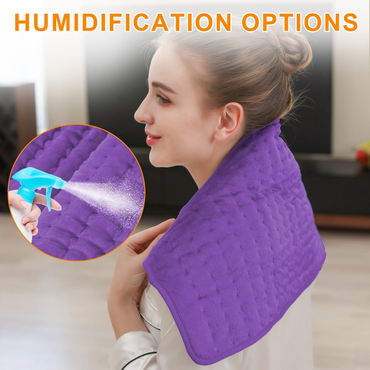 Coussin chauffant extra large 60 cm x 30 cm pour le dos, le cou et les épaules – 6 réglages de chaleur, arrêt automatique, utilisation humide/sèche, flanelle lavable, cadeau idéal