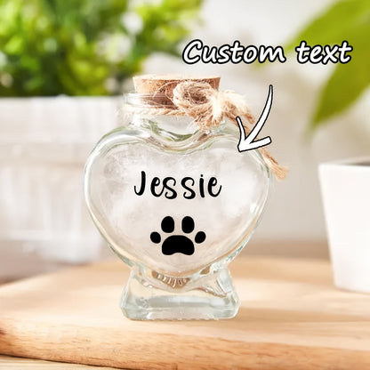 Bocal souvenir personnalisé pour animal de compagnie – Urne en forme de cœur pour poils et fourrure – Cadeau de deuil pour chien ou chat, urne commémorative pour animaux bien-aimés