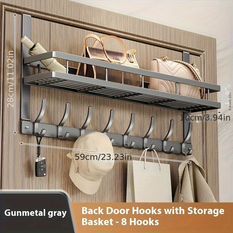 Porte-vêtements de porte avec crochets, organisateur en métal robuste pour chambre, salle de bain, cuisine, placard, aucun outil requis, 4 à 8 crochets