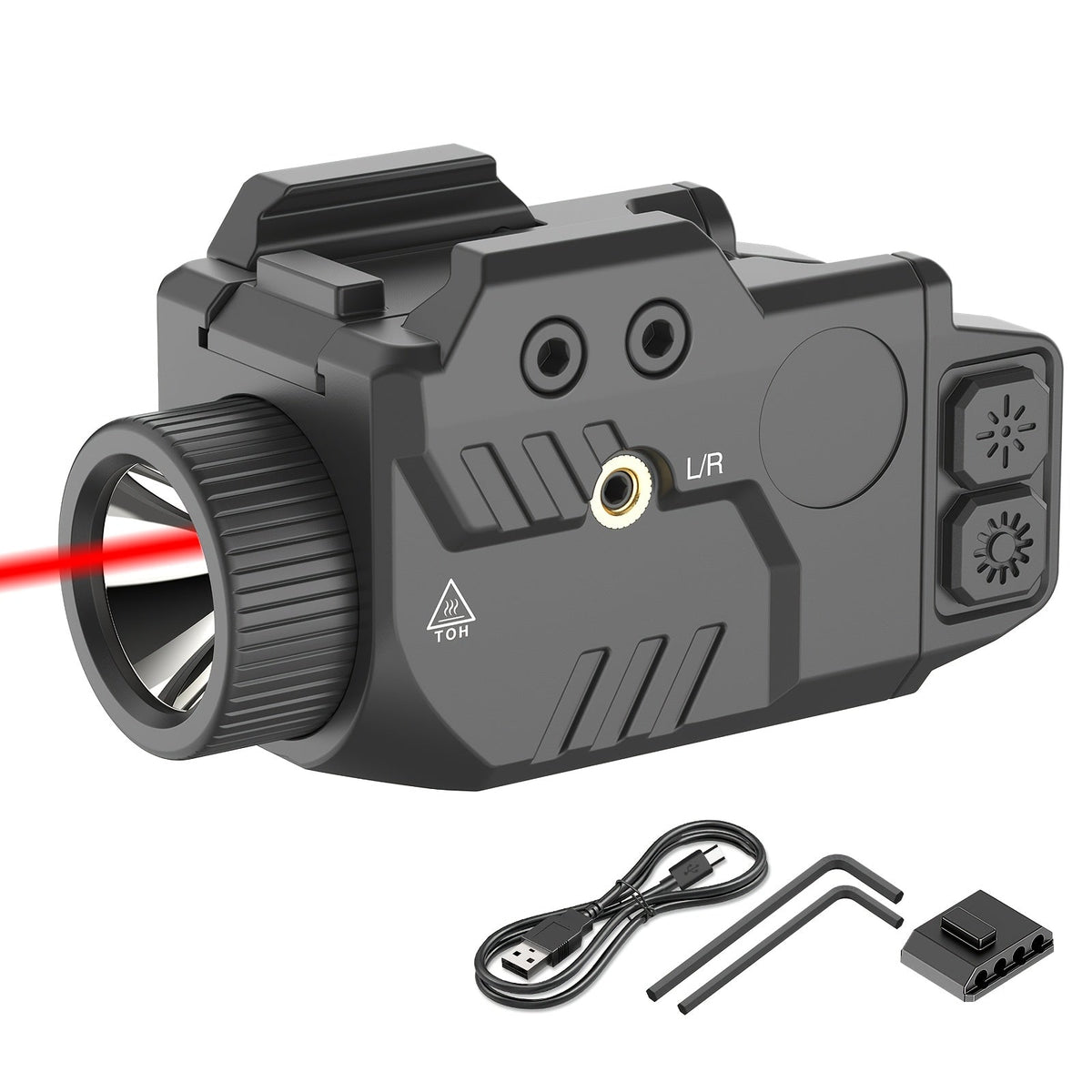 SL1085 Lampe tactique 750 lm avec laser rouge combiné, compatible avec rails Picatinny taille standard et compacte, lampe pour arme rechargeable et antichoc avec fonction stroboscopique - Viseur laser réglable pour arme de poing