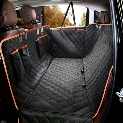 Housse de siège auto pour chien avec 4 poches - Coussin de siège imperméable et antidérapant pour chiens moyens et grands, housse de siège arrière intégrale anti-taches, tapis de voiture universel pour chien, noir