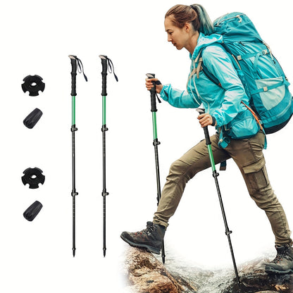 Bâtons de randonnée, lot de 2, alliage d'aluminium, légers, pliables et télescopiques, avec verrouillage rapide, pour hommes et femmes, adaptés à la randonnée, au camping, au trekking et à la marche sur sentier