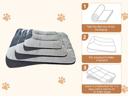 Canapé-lit futon de luxe à carreaux pour chiens et chats de taille moyenne et grande – Garnissage en polyester doux toutes saisons, fond antidérapant, parfait pour les golden retrievers, comprend des balles jouets en bonus, lit douillet pour chien