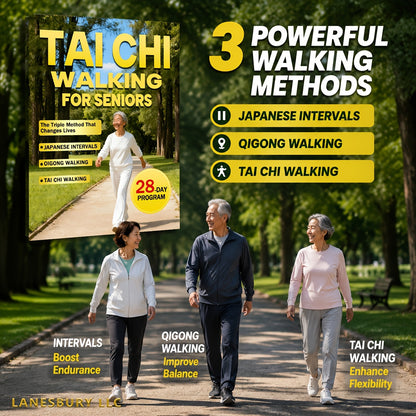 Marche Tai Chi pour les seniors - Perte de poids sans effort et soins doux avec la méthode triple sur 28 jours, intervalles japonais et marche Qigong, guide de fitness à faible impact pour les adultes âgés