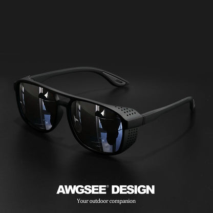 Lunettes de soleil sport polarisées Steampunk pour hommes et femmes – Verres HD UV400 pour le cyclisme, la course, la pêche et la conduite, monture durable avec découpes latérales, lunettes de sport en plein air