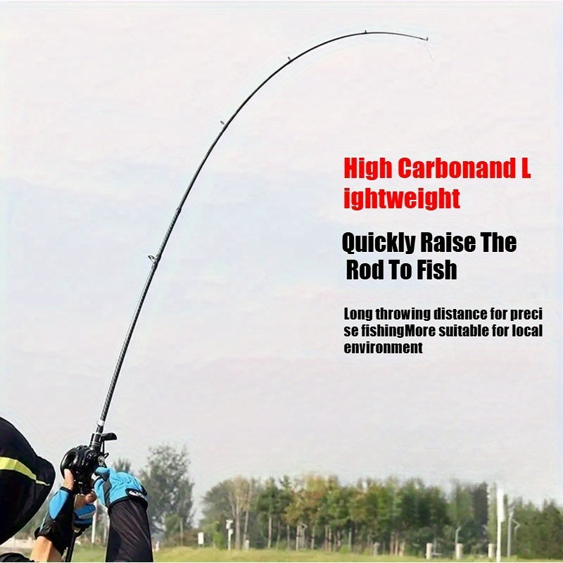 Canne à pêche en fibre de carbone 180 cm avec poignée en bois – Canne casting légère à deux sections, action moyenne, pour toutes les eaux, pêche au bar en eau douce et en mer, pour hommes et femmes