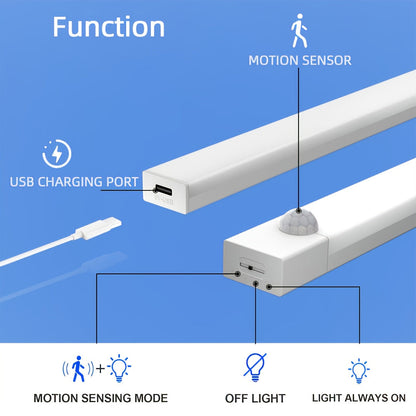 Lampe de placard LED à détecteur de mouvement rechargeable par USB – Éclairage intelligent sans fil sous meuble, intensité réglable 3 niveaux, veilleuse pour cuisine, chambre, placard, escaliers, couloir – Lot de 6 ou 3