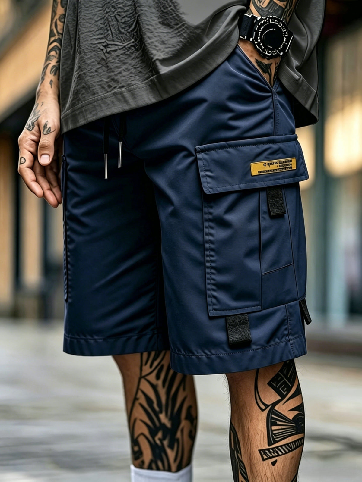 Lot de 4 shorts cargo pour homme, séchage rapide, multi-poches, taille élastique avec cordon de serrage, coupe ample, short de sport pour fitness, golf et activités en plein air – Vêtement de travail décontracté, léger et respirant, S-XXXL