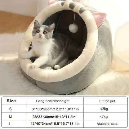 Panier pour chat moelleux avec tapis respirant - Couchage confortable pour chatons et chats de toutes tailles, niche d'intérieur toutes saisons