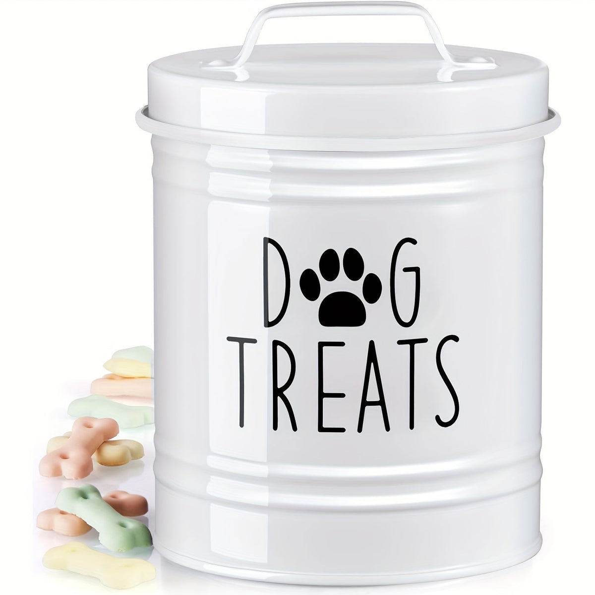Récipient de stockage pour nourriture pour animaux avec couvercle - Seau à croquettes en fer étanche à l'humidité style ferme rustique, boîte de conservation hermétique pour chiens et chats, organisateur de cuisine noir et blanc, idée cadeau