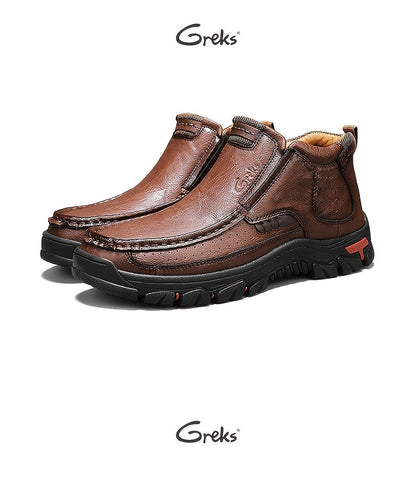 Bottines à enfiler cousues main pour homme GREKS, mocassins décontractés style Chukka, semelle antidérapante pour la randonnée, la conduite et le quotidien – chaussures légères et confortables pour homme