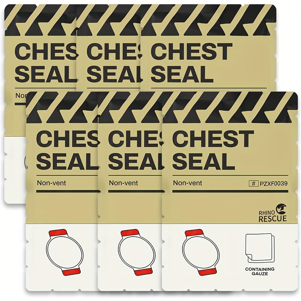 Pansement thoracique d'urgence non ventilé RHINO RESCUE – Fourniture médicale IFAK portable pour plaies thoraciques aspirantes, nylon PA, éligible FSA/HSA, jaune