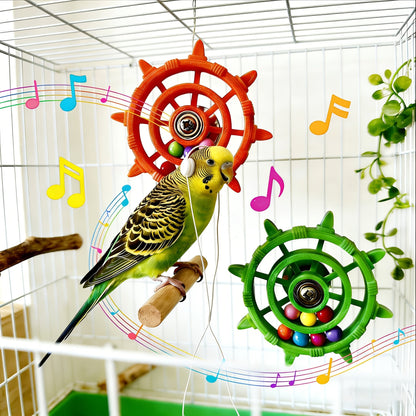 Jouet pour oiseaux à roue tournante colorée avec disque rotatif et perles, accessoire de cage interactif et anti-stress pour perruches, calopsittes et canaris, couleurs multiples