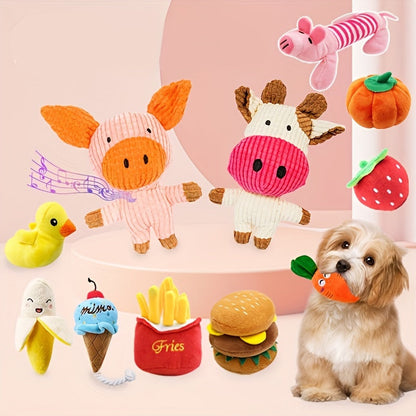 Lot de 15 jouets en peluche couineurs pour chien – Motifs aléatoires mignons, jouets à mâcher avec pouët pour petits chiens, sans pile, peluches douces et résistantes pour le nettoyage des dents et le jeu, coffret cadeau varié