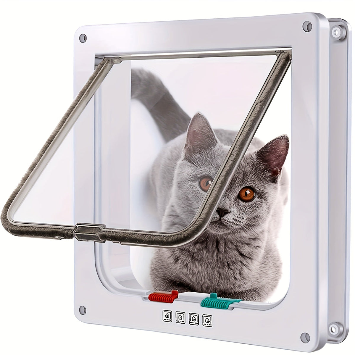 Chatière pour chiens et chats, porte à clapet étanche avec verrouillage 4 positions, en ABS durable, facile à installer, pour intérieur et extérieur, disponible en tailles M, L, XL, coloris blanc ou noir
