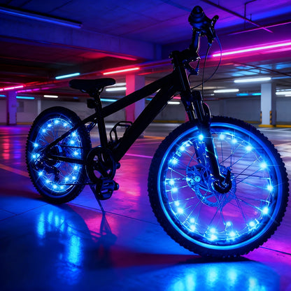 Lot de 2 lumières LED pour roues de vélo - Éclairage de rayons ultra-lumineux pour vélo, avertisseur de sécurité pour cyclisme de nuit, accessoires de décoration multicolores pour vélo