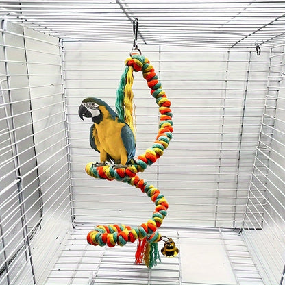 Jouet d'escalade en corde colorée pour perroquet, jouet suspendu rotatif pour le bec, le meulage et la mastication, décoration de cage à oiseaux pour perruches, calopsittes, conures, inséparables, couleur aléatoire