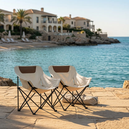 Ensemble de 2, 3 ou 5 chaises lune pliantes portables et table avec sac de rangement pour plage, camping, pêche, barbecue en famille, pique-nique, randonnée, cour, noir et blanc