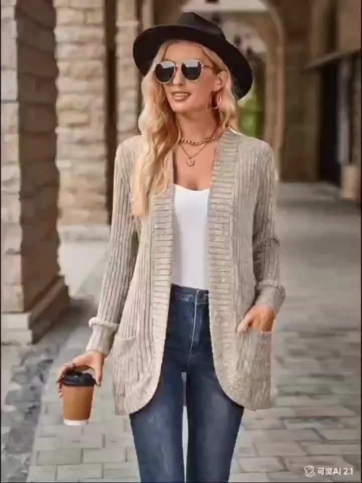 Women's Loose Casual Long Sleeve Blouse Solid Color Pocket Splicing Relaxed Fit Top 10 Colors S-XXL Spring Fall Everyday Wear