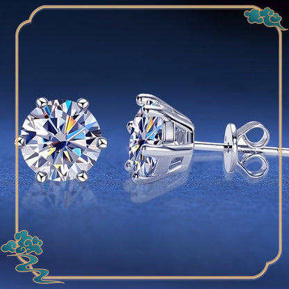 Boucles d'oreilles puces en argent sterling S925 et moissanite pour femme – Style vintage élégant, 0,5 ct, 1 ct, 2 ct, 3 ct, doré et argenté, bijou pour le quotidien ou pour offrir en cadeau
