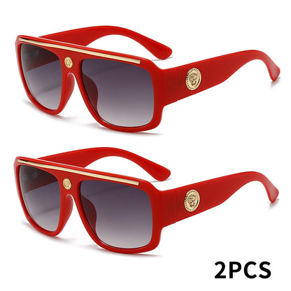 Lot de 2 lunettes de mode carrées Cyberpunk pour homme avec monture en métal – Lunettes de soleil légères style urbain pour homme, 8 options de couleur, usage quotidien et cadeau