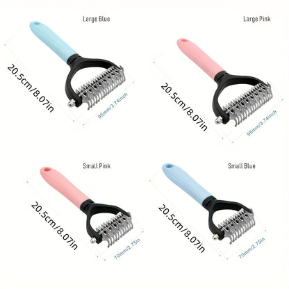 Peigne de démêlage pour animaux, lot de 2, râteau à sous-poil double face pour chiens et chats – Brosse de mue en acier inoxydable pour éliminer les nœuds, les enchevêtrements et les poils morts, pour grandes et petites tailles