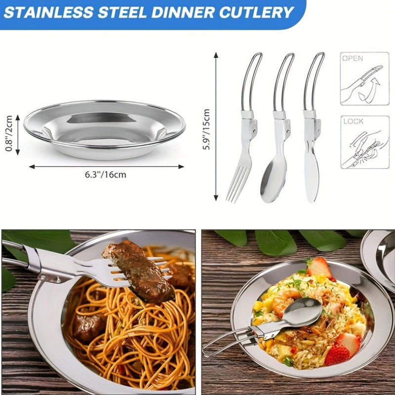 Set de cuisine de camping portable pour 2-3 personnes – Casserole antiadhésive, poêle et bouilloire avec rangement pliable, kit de cuisine d'extérieur léger pour la randonnée, le trekking et les voyages
