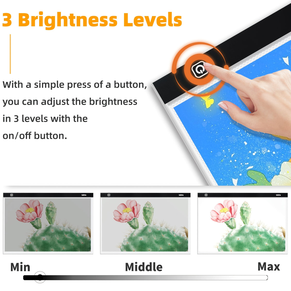 Tablette lumineuse de traçage LED A2 – Table lumineuse ultra-fine à contrôle tactile variable pour peinture au diamant, croquis, animation, transfert de tatouage et streaming, alimentée par USB, LED respectueuses des yeux, compatible Mac/PC | Velora