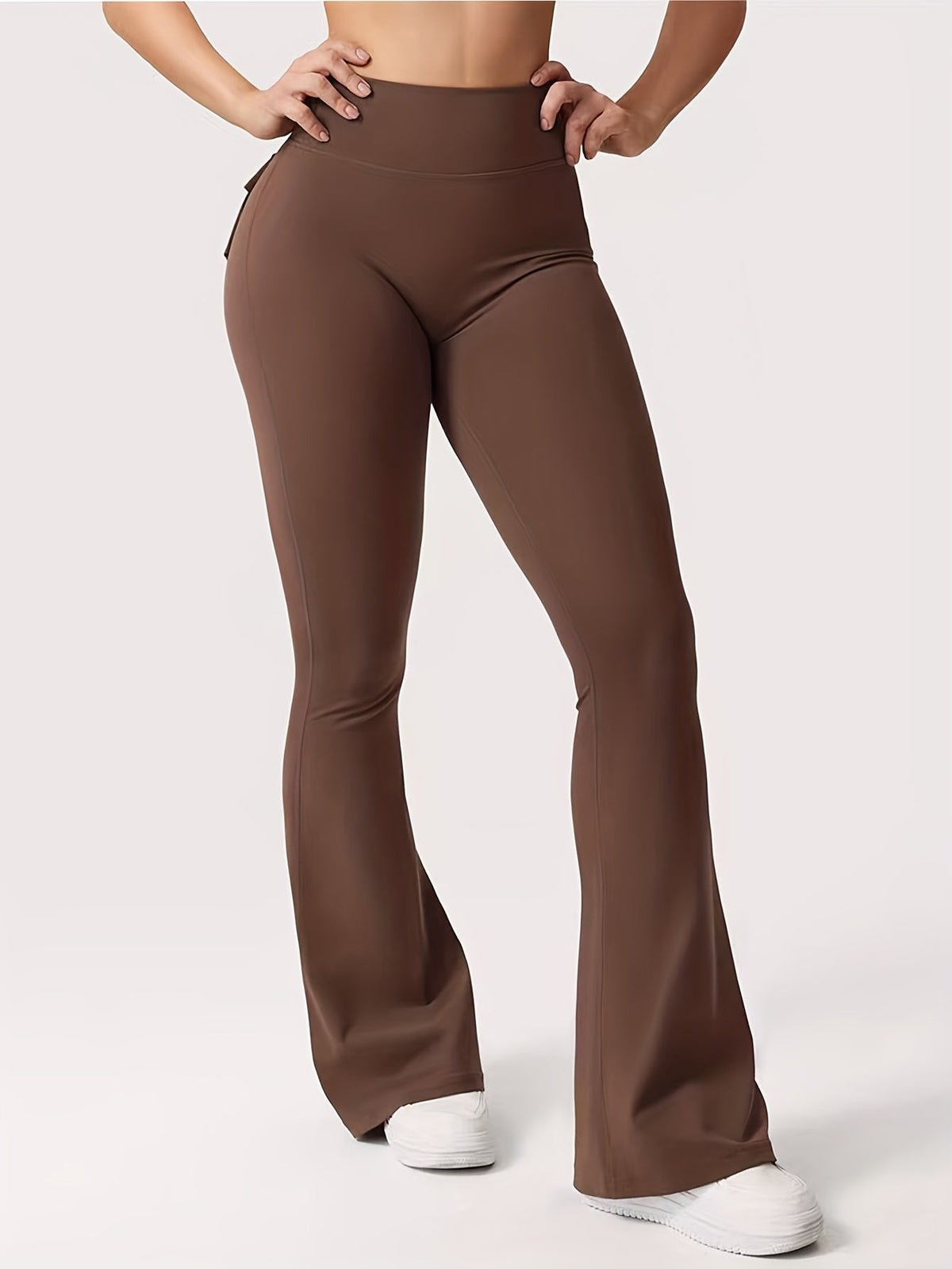 Lot de 3 pantalons évasés taille haute pour femmes – Leggings cargo de sport décontractés, gainants, galbants et séchage rapide, coupe longue, noir, gris, vert