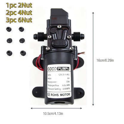 Pompe à eau à diaphragme auto-amorçante 12V 130PSI, pompe électrique portable haute pression pour lavage de voiture, camping-car, caravane, aquarium et pressurisation d'eau - Lot de 1/2/3, ABS durable