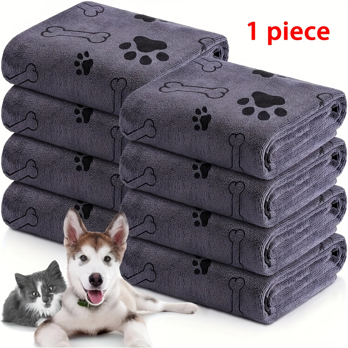 Grande serviette de bain pour chiens et  chats, serviette en microfibre super absorbante et à séchage rapide, 100 x 60 cm, couverture de séchage douce pour le bain, le toilettage et la plage – Cadeau pour animaux de compagnie