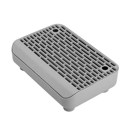 Tapis de litière pour chat double épaisseur avec rebord et pieds amovibles – Conception filtrante antidérapante et étanche, facile à nettoyer, convient à la plupart des bacs à litière, gris clair