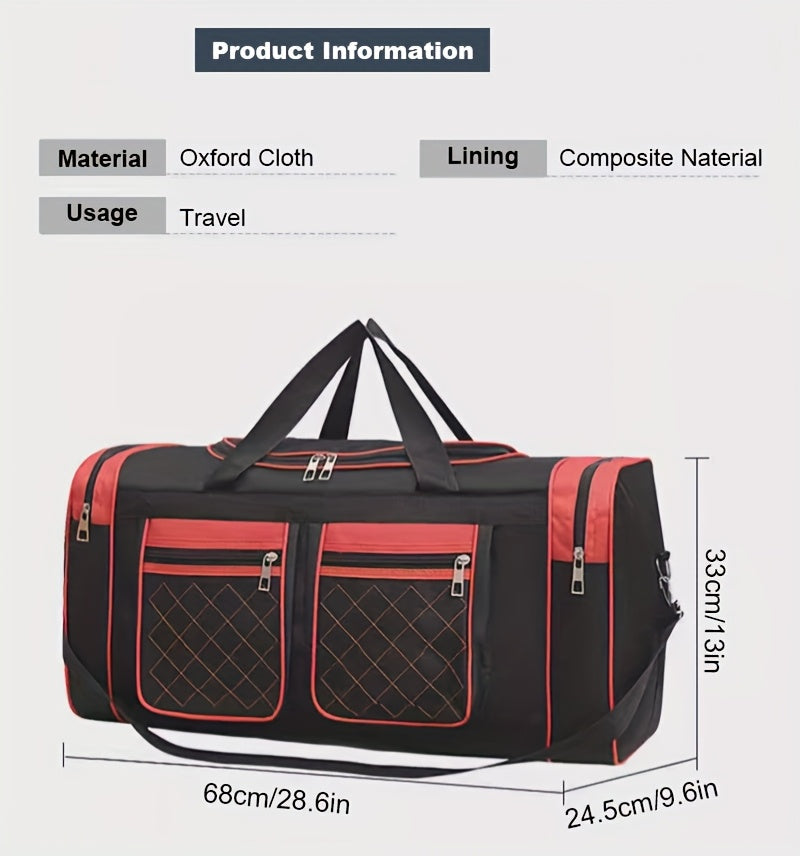 Sac de voyage grande capacité pour hommes et femmes – Sac de sport robuste multi-poches, avec bandoulière réglable et fermeture éclair pour le fitness, les escapades de week-end, les voyages d'affaires et les activités en plein air
