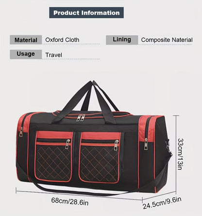 Sac de voyage grande capacité pour hommes et femmes – Sac de sport robuste multi-poches, avec bandoulière réglable et fermeture éclair pour le fitness, les escapades de week-end, les voyages d'affaires et les activités en plein air