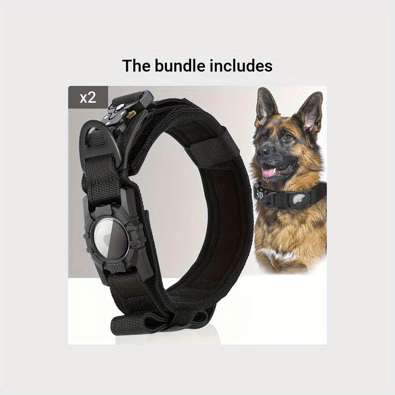 Collier tactique pour chien avec support GPS - Collier robuste en nylon de style militaire pour toutes les races, collier de dressage ajustable et sécurisé, 5 couleurs et 4 tailles (M/L/XL) pour chiens de grande et moyenne taille