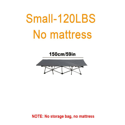 Lit pliant ultra-résistant supportant jusqu’à 285 kg avec matelas en option – Lit de camp portable avec pieds de support multiples, poches latérales et oreiller, lit d'appoint toutes saisons de 150 à 195 cm, peu encombrant