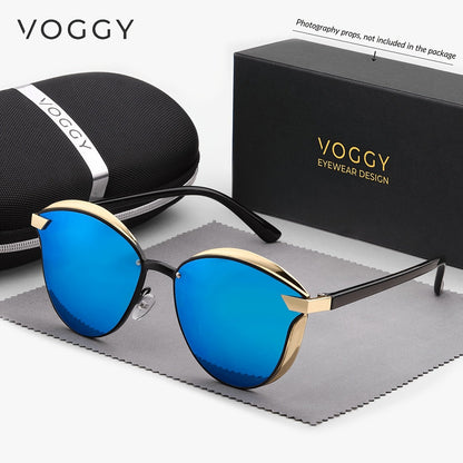 Lunettes de soleil rétro polar isées VOGGY avec protection UV400 pour hommes et femmes – Monture en métal légère, verres miroités, 8 couleurs, idéales pour la conduite, la randonnée, le cyclisme, la pêche et les voyages, coffret cadeau inclus