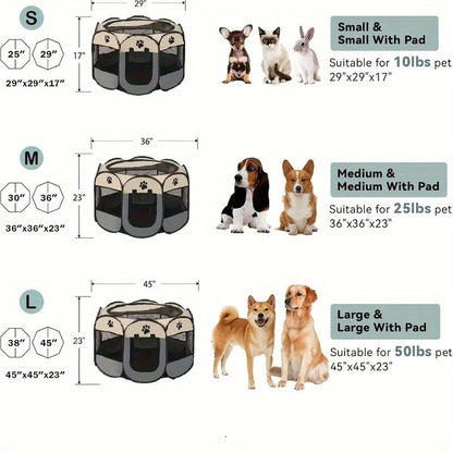 Parc pour animaux pliable et portable avec porte zippée – 3 tailles (S/M/L) Enclos grillagé rétractable pour chats, chiens, chiots et chatons, enclos anti-rayures pour intérieur et extérieur