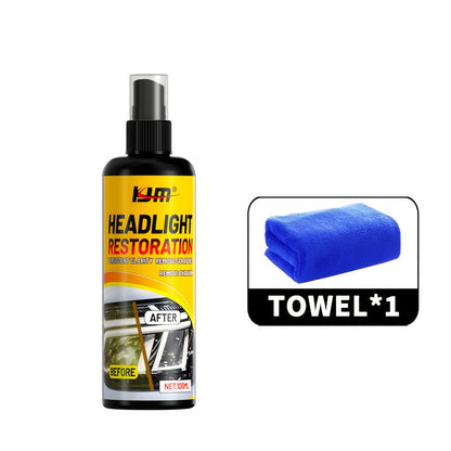 Kit de restauration de phares, spray de réparation avancé - Élimine le jaunissement et l'oxydation, restaure la luminosité, revêtement de protection anti-UV longue durée pour phares de voiture, chiffon applicateur inclus