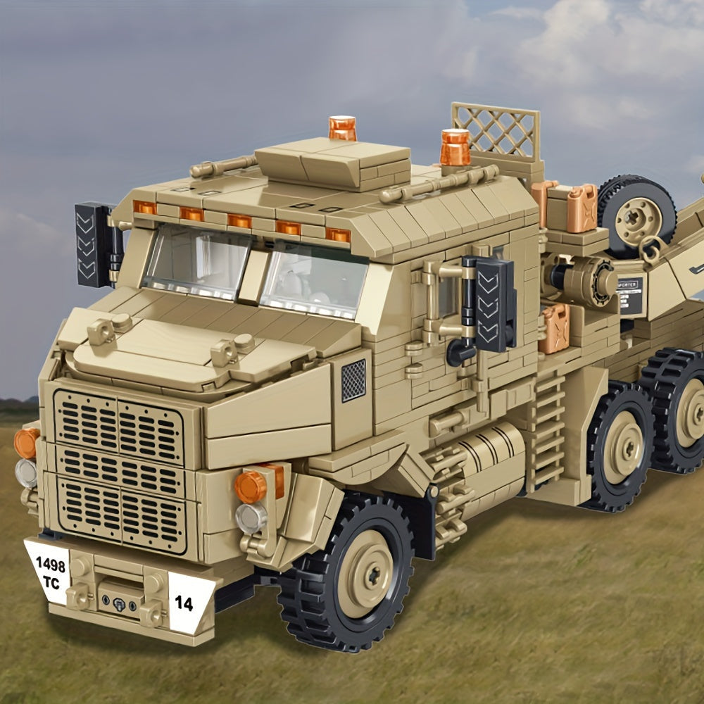 Set de construction de 3482 pièces - Camion de transport de char militaire, modèle de véhicule lourd MOC, kit de construction pour adultes, cadeau pour passionnés de militaire, pièce de collection, briques compatibles