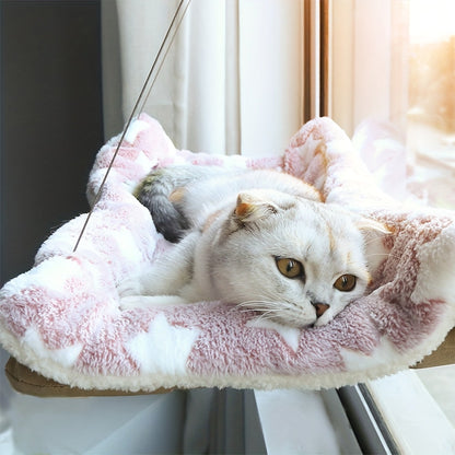 Hamac de fenêtre pour chat avec ventouses – Perchoir en peluche ultra-douce pour chats d'intérieur, couchage confortable comme un nuage, fixation sécurisée, siège de fenêtre gain de place pour chat