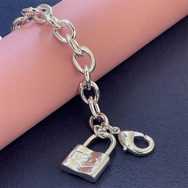 Bracelet chaîne pour femme en argent sterling 925 – Bracelet délicat à pendentif avec fermoir mousqueton style bohème coréen, hypoallergénique, léger (2 g), cadeau idéal pour elle
