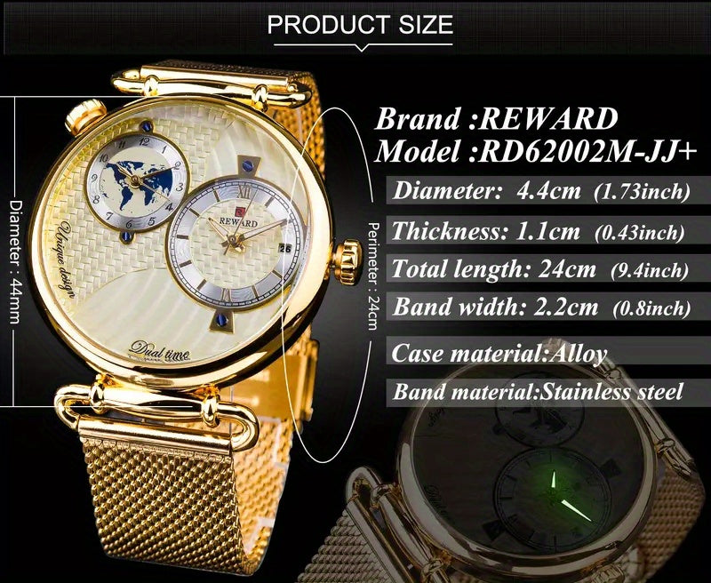 Montre à quartz vintage classique pour homme – Montre habillée élégante à cadran doré avec coffret cadeau, garde-temps analogique pour le travail, les occasions formelles et spéciales