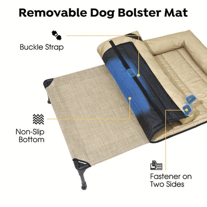 Lit surélevé rafraîchissant pour chien avec matelas amovible – Canapé pour chien surélevé avec rebords, filet respirant et pieds antidérapants pour une utilisation en intérieur et en extérieur