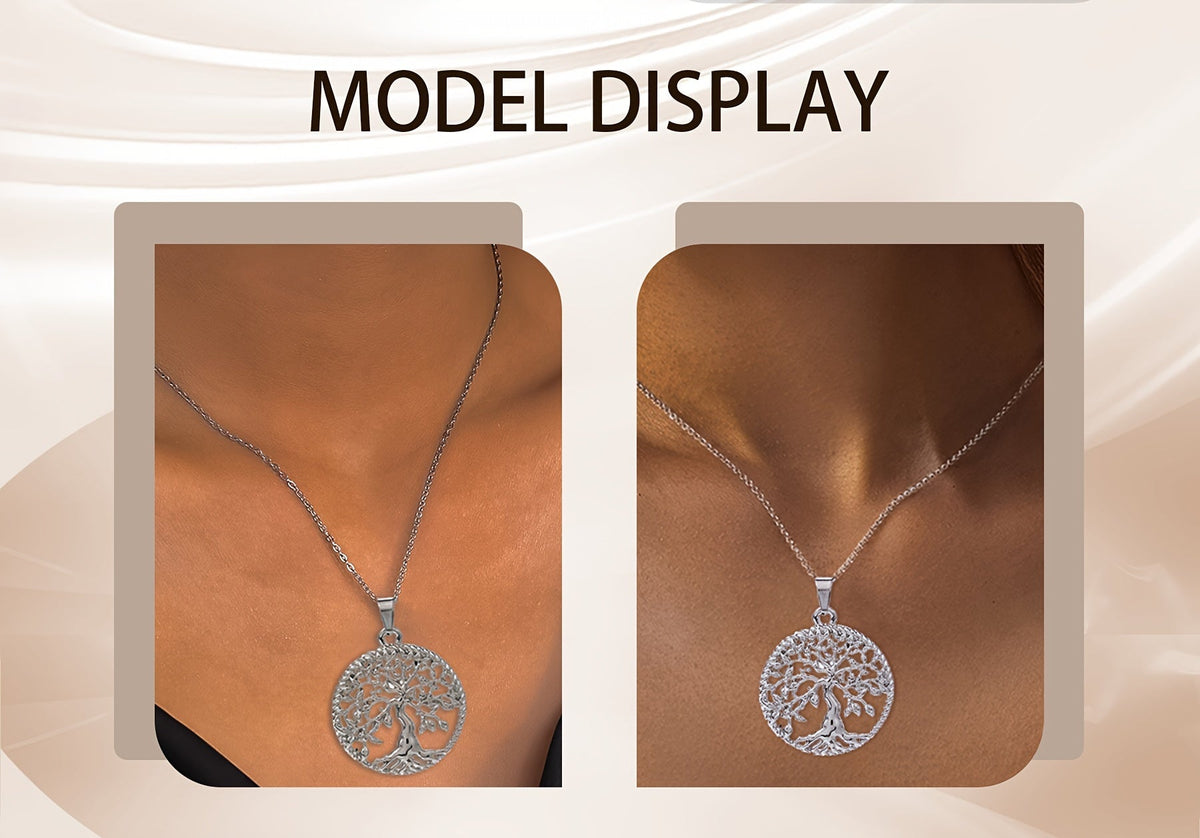 Collier pendentif Arbre de vie pour femme en argent sterling 925 – Style bohème vintage hypoallergénique, cadeau parfait pour elle, idéal pour les tenues décontractées et habillées