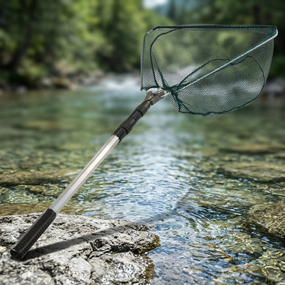 Épuisette de pêche télescopique pliable avec cadre en alliage d'aluminium – Manche extensible de 55 à 190 cm pour la pêche au bar, à la truite et à la mouche, épuisette professionnelle portable et repliable