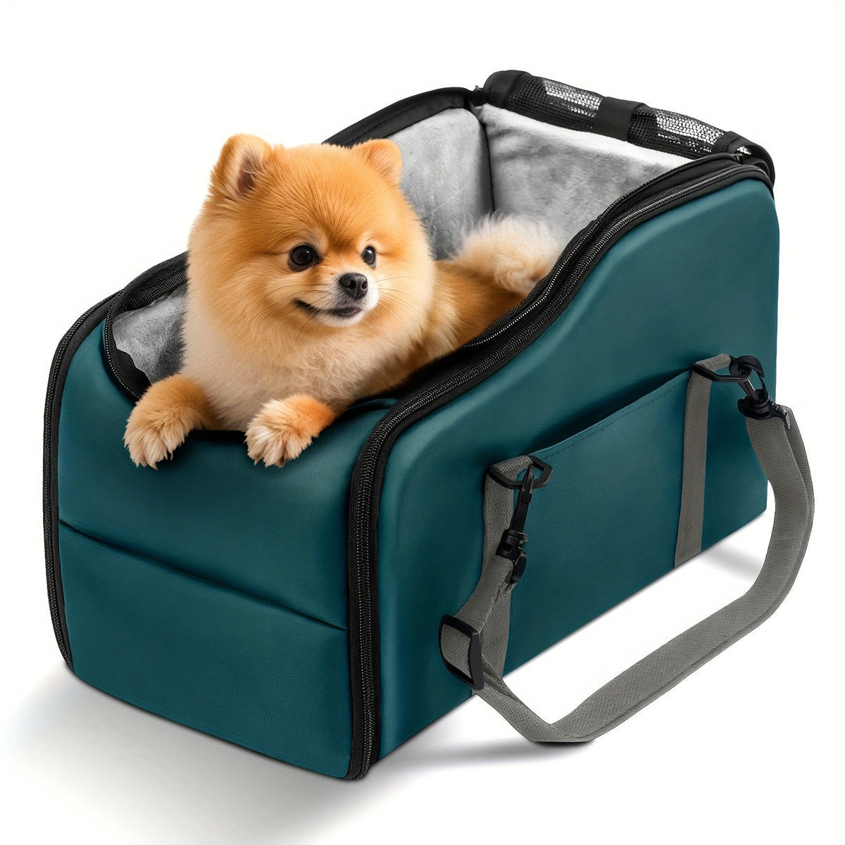 Siège auto rehausseur pour animaux avec harnais de sécurité – Coussin de transport pour chiens et chats pour console centrale, lit de voyage portable, construction robuste facile à nettoyer, plusieurs coloris