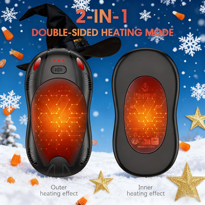 Chauffe-mains rechargeable 2-en-1 à chauffage double face avec fixation magnétique – 3 niveaux de contrôle de la température, chauffe-poche électrique portable pour le ski, le camping, la randonnée et les activités hivernales en extérieur