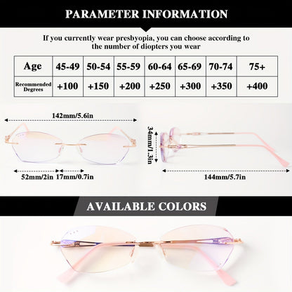 Lunettes de lecture pour femme roses à strass avec verres photochromiques – Branches élégantes effet miroir, charnières en alliage doré, corrections de +1,00 à +4,00, cadeau élégant pour femme pour Noël et anniversaire