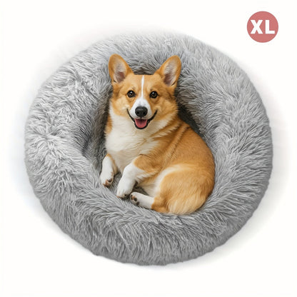 Panier rond pour chien et chat, coussin apaisant en fausse fourrure douce - tapis de caisse chaud et moelleux pour chiens et chats de petite, moyenne et grande taille, plusieurs tailles de 38 à 79 cm
